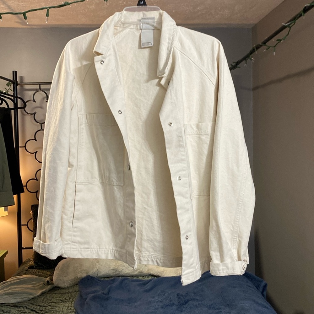 The North Face cream/white denim jacket